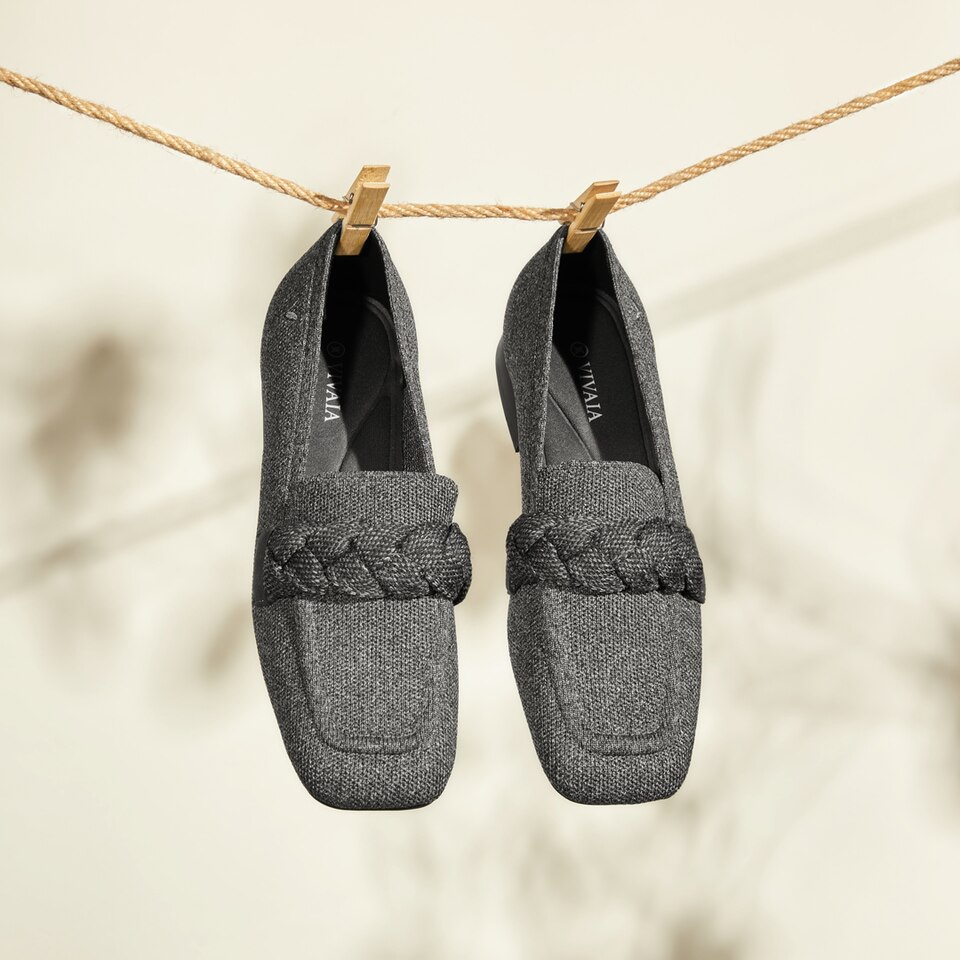 Caitlin Square-toe Loafers in Rich Grey | Women's Sustainable and Stylish Shoes | VIVAIA