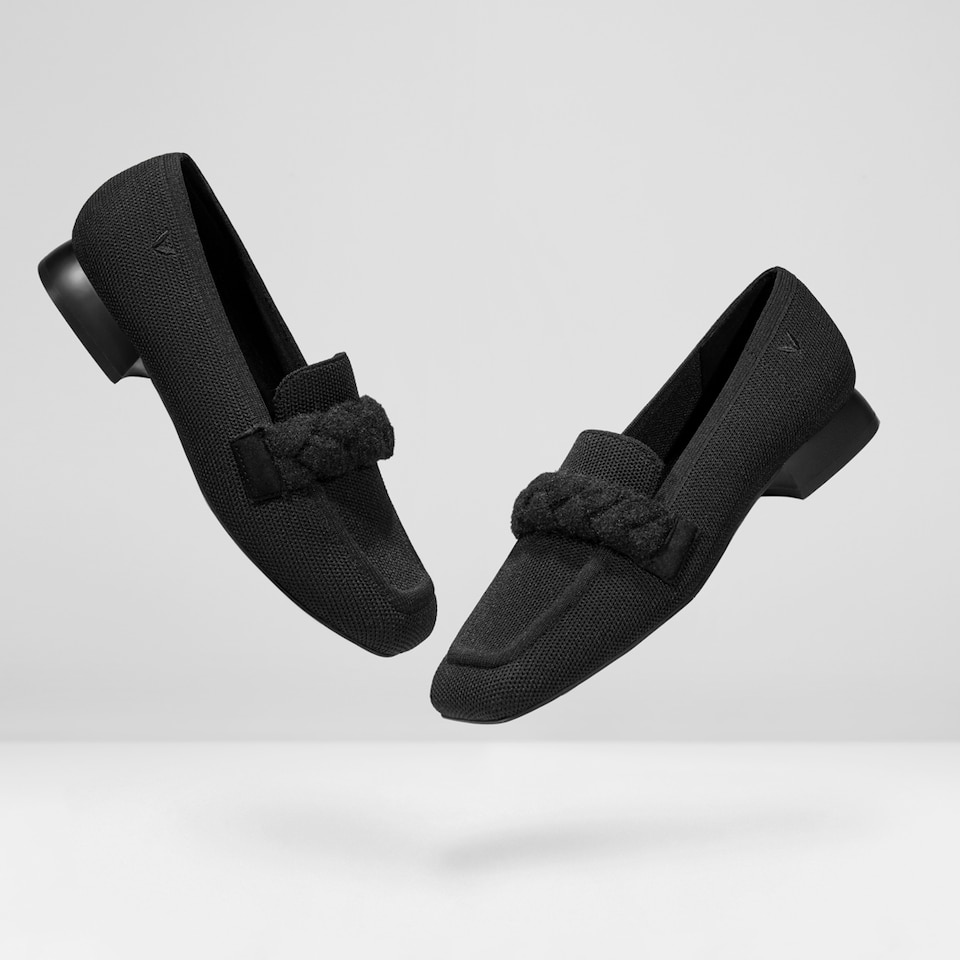 Caitlin Square-toe Loafers in Solid Black | Women's Sustainable and Stylish Shoes | VIVAIA
