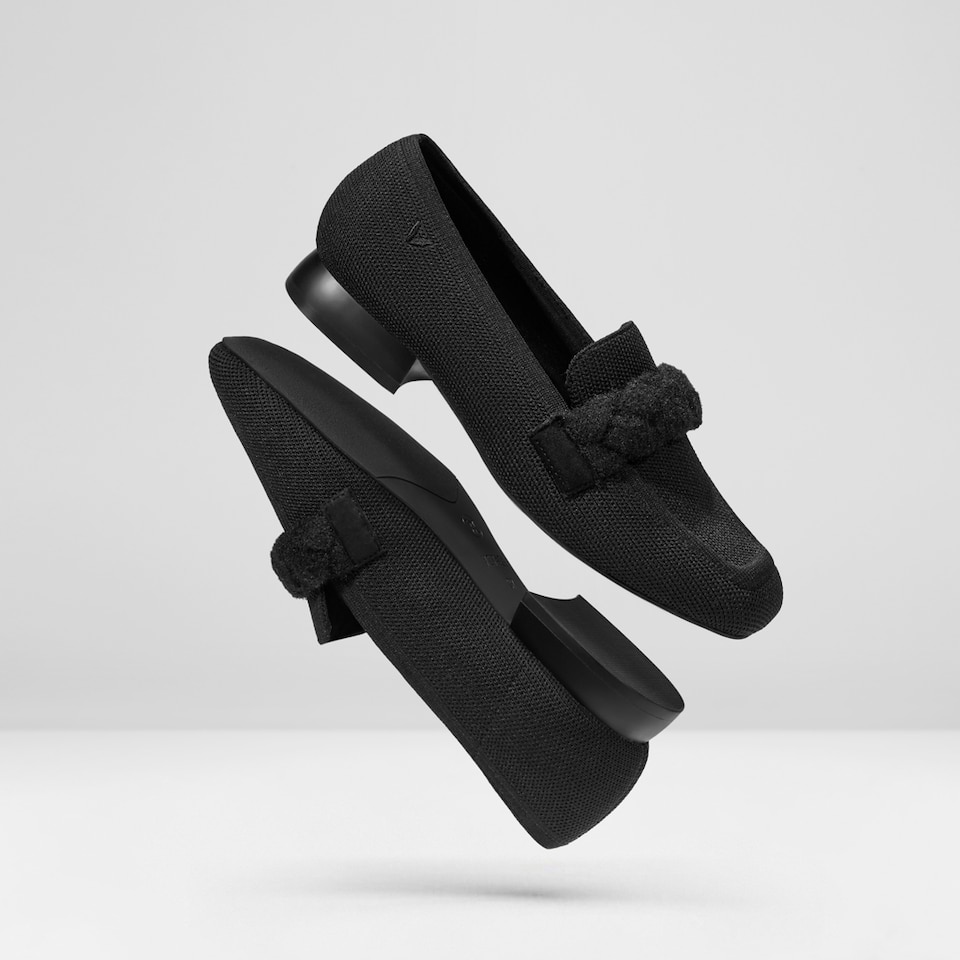 Caitlin Square-toe Loafers in Solid Black | Women's Sustainable and Stylish Shoes | VIVAIA