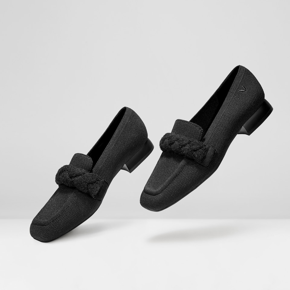 Caitlin Square-toe Loafers in Solid Black | Women's Sustainable and Stylish Shoes | VIVAIA