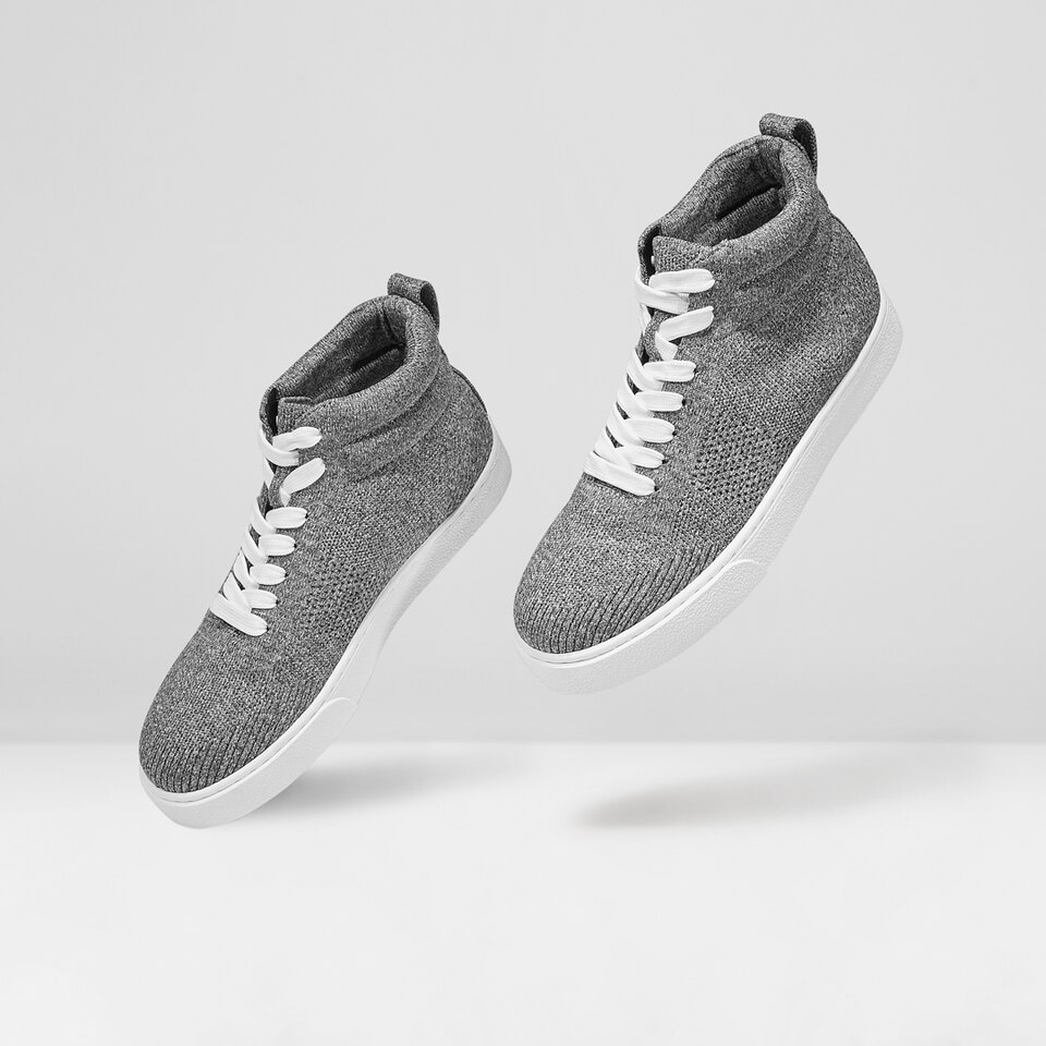 Glenda High-top Sneakers in Rich Grey | Women's Sustainable, Washable and Stylish Shoes | VIVAIA