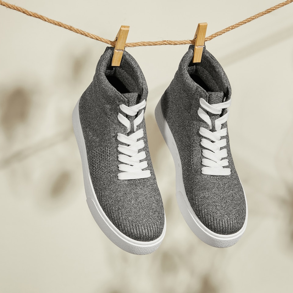 Glenda High-top Sneakers in Rich Grey | Women's Sustainable, Washable and Stylish Shoes | VIVAIA