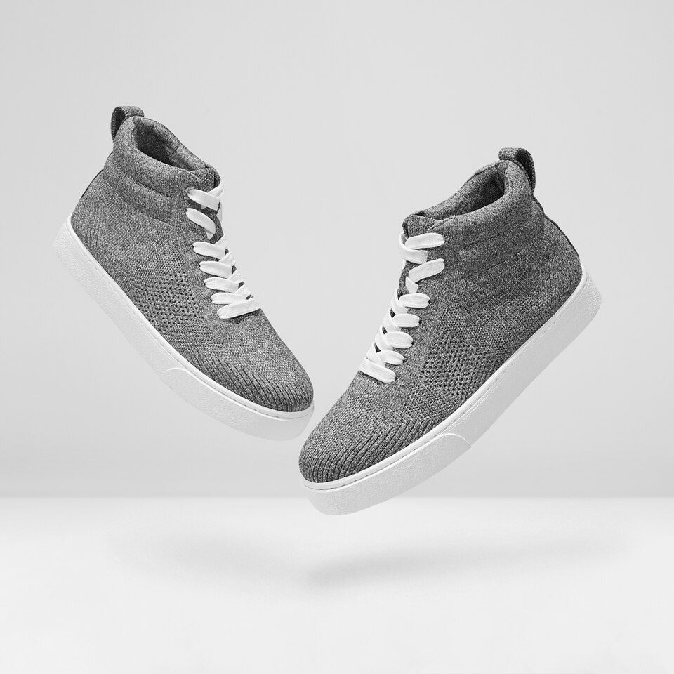 Glenda High-top Sneakers in Rich Grey | Women's Sustainable, Washable and Stylish Shoes | VIVAIA