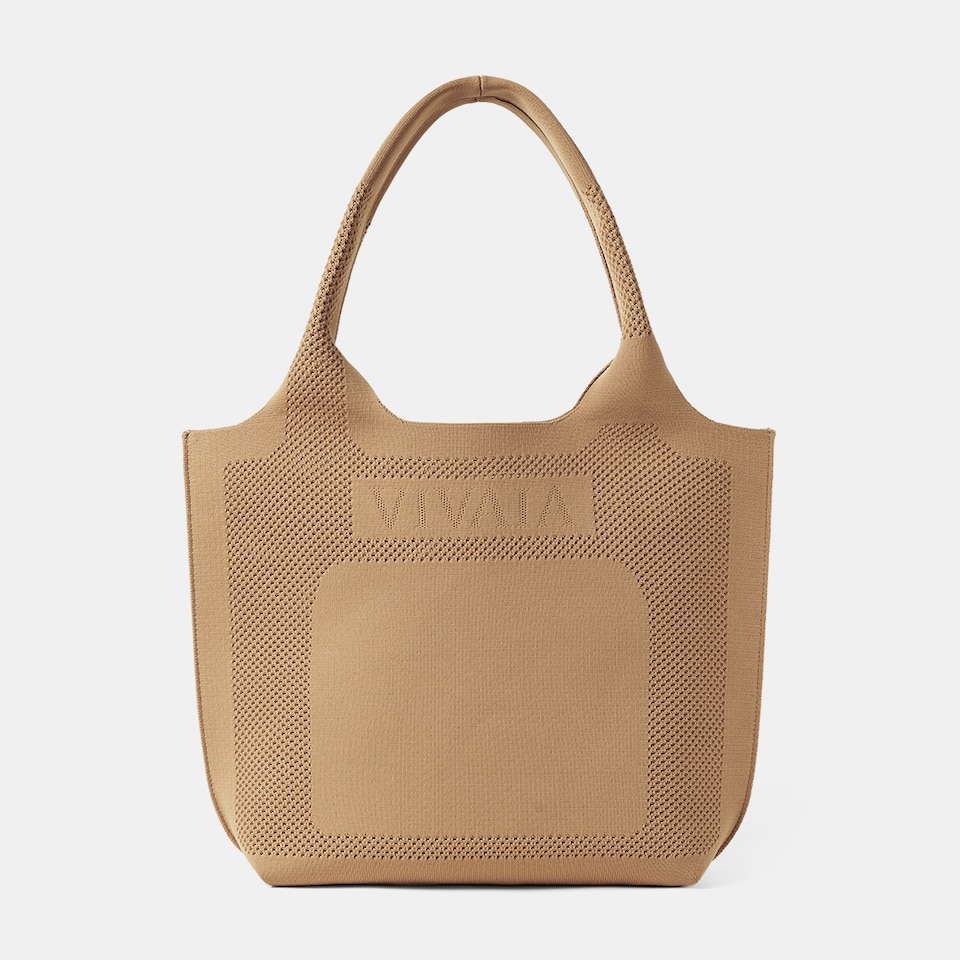 Zahara Tote in Khaki Brown | Women's Sustainable, Washable and Stylish Knitbags | Accessories | VIVAIA