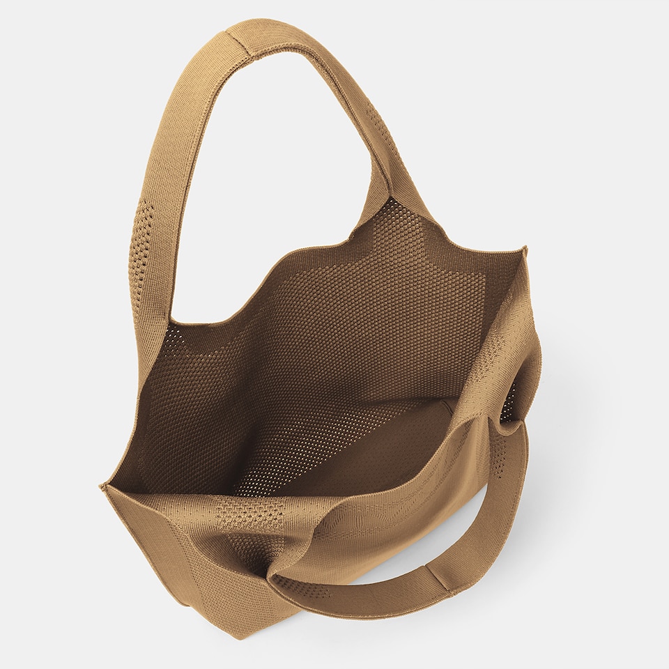 Zahara Tote in Khaki Brown | Women's Sustainable, Washable and Stylish Knitbags | Accessories | VIVAIA