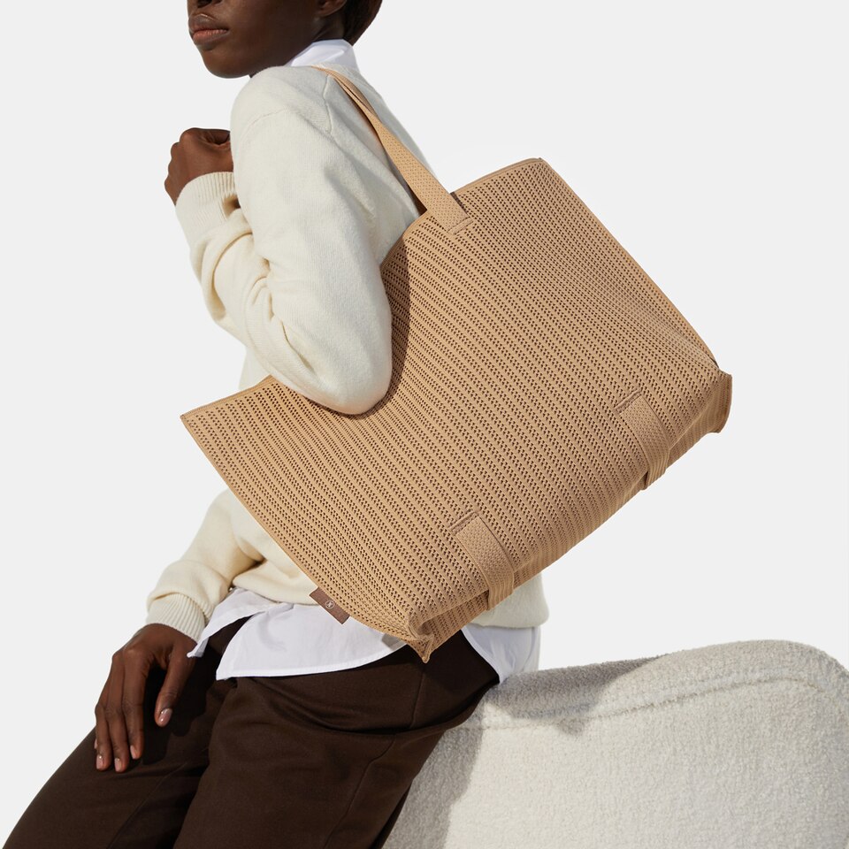 Zaneta Tote Bag in Khaki Brown-Sustainable, Washable Bags | VIVAIA