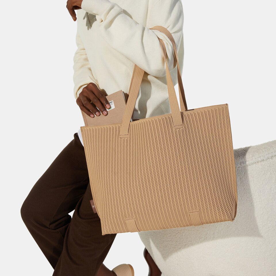 Zaneta Tote Bag in Khaki Brown-Sustainable, Washable Bags | VIVAIA