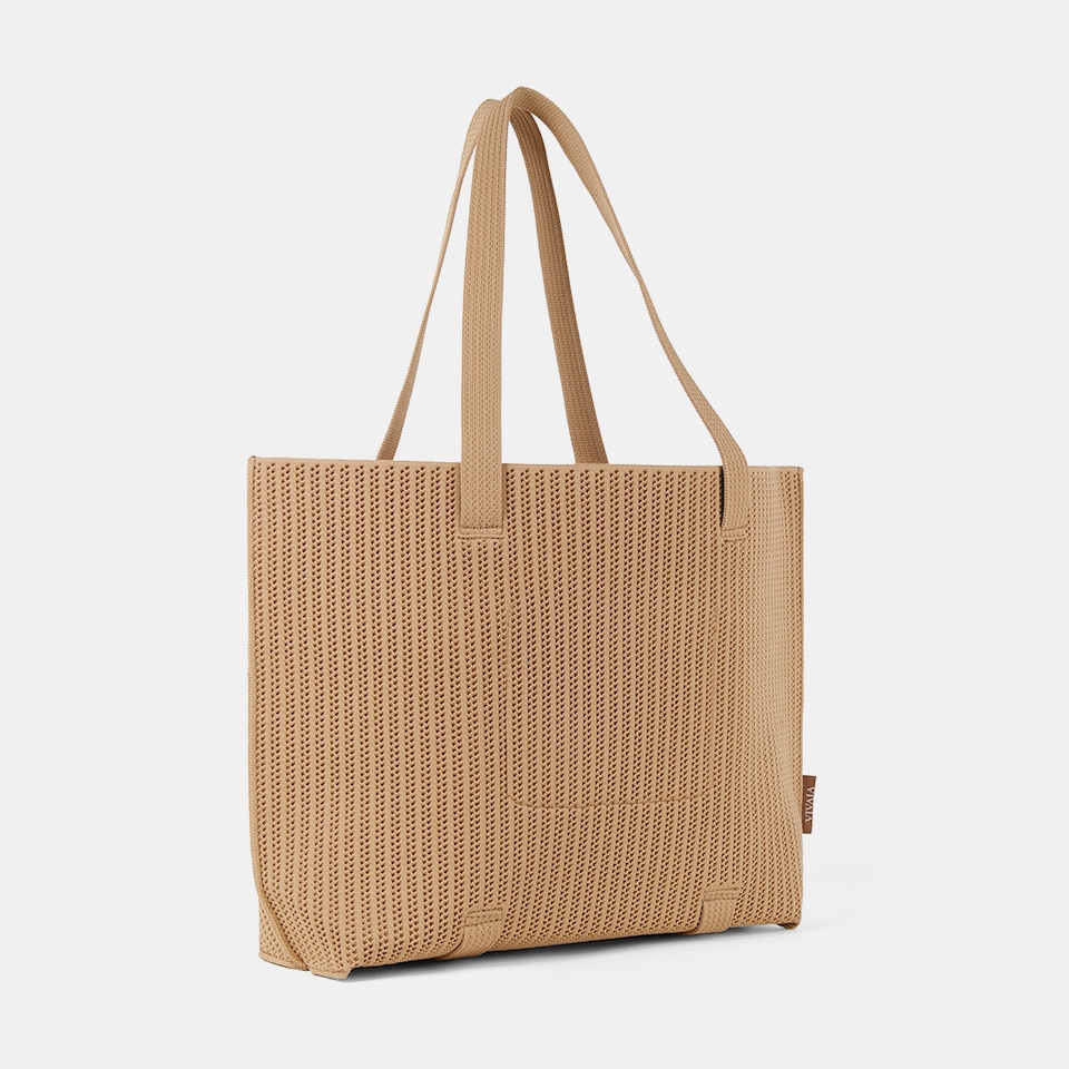 Zaneta Tote Bag in Khaki Brown-Sustainable, Washable Bags | VIVAIA