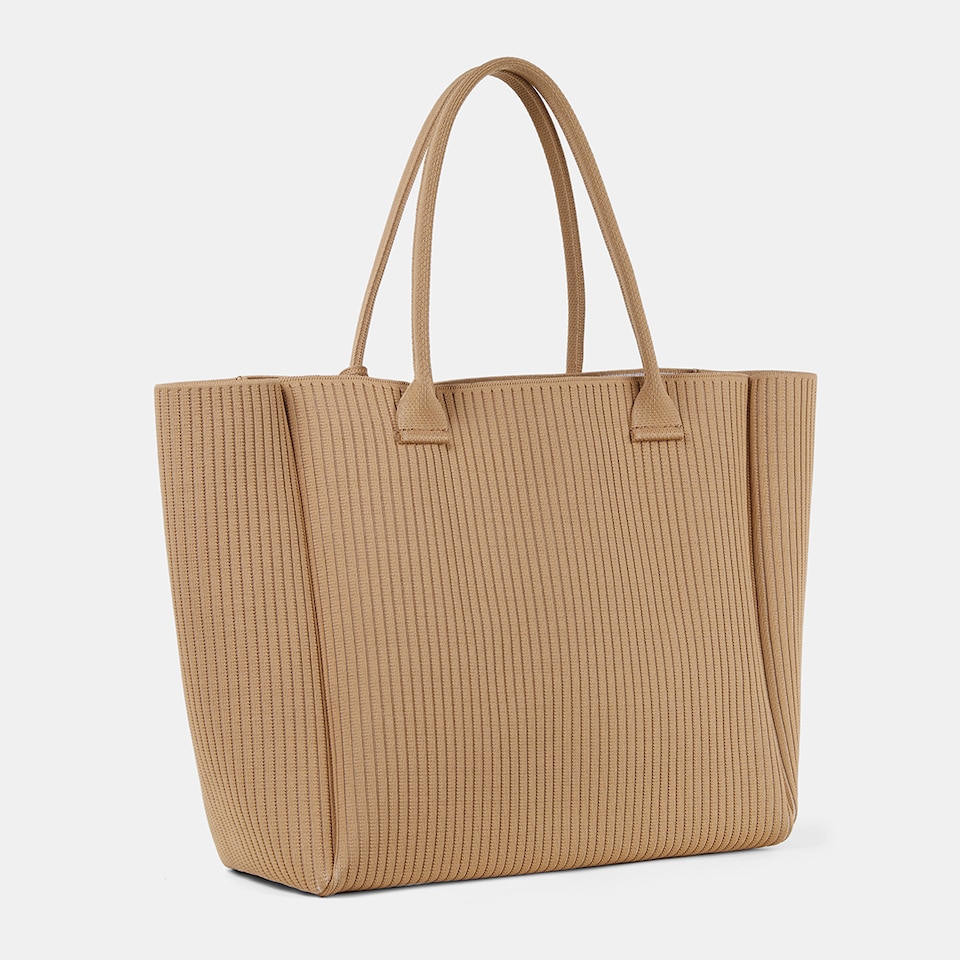 Maia Tote Bag in Khaki Brown | Women's Sustainable, Washable and Stylish Knitbags | VIVAIA