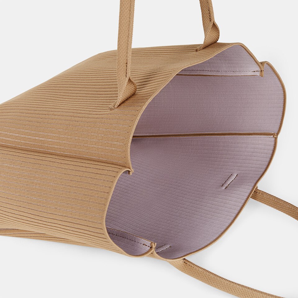 Maia Tote Bag in Khaki Brown | Women's Sustainable, Washable and Stylish Knitbags | VIVAIA