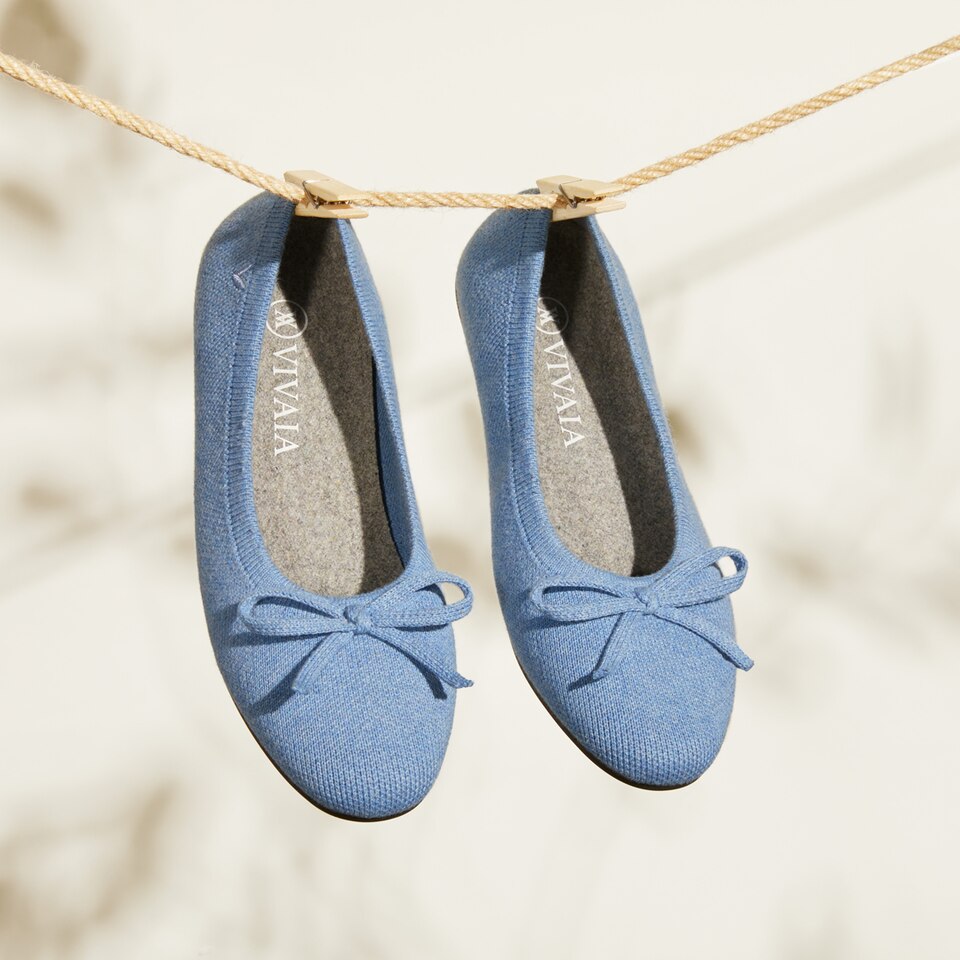 Bonny Round Toe Foldable Flats in Denim Blue - Women's Sustainable Washable and Stylish Shoes | Vivaia