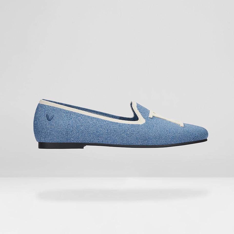 Nadia Round-Toe Loafers in Denim Blue - Women's Sustainable and Stylish Shoes | Vivaia