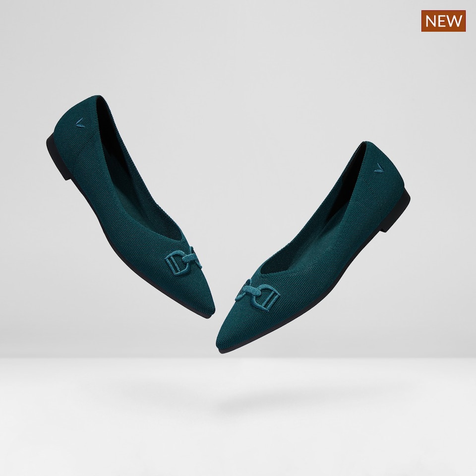 Ena Pointed-toe Flats Deep Peacock - Washable & Comfortable | VIVAIA