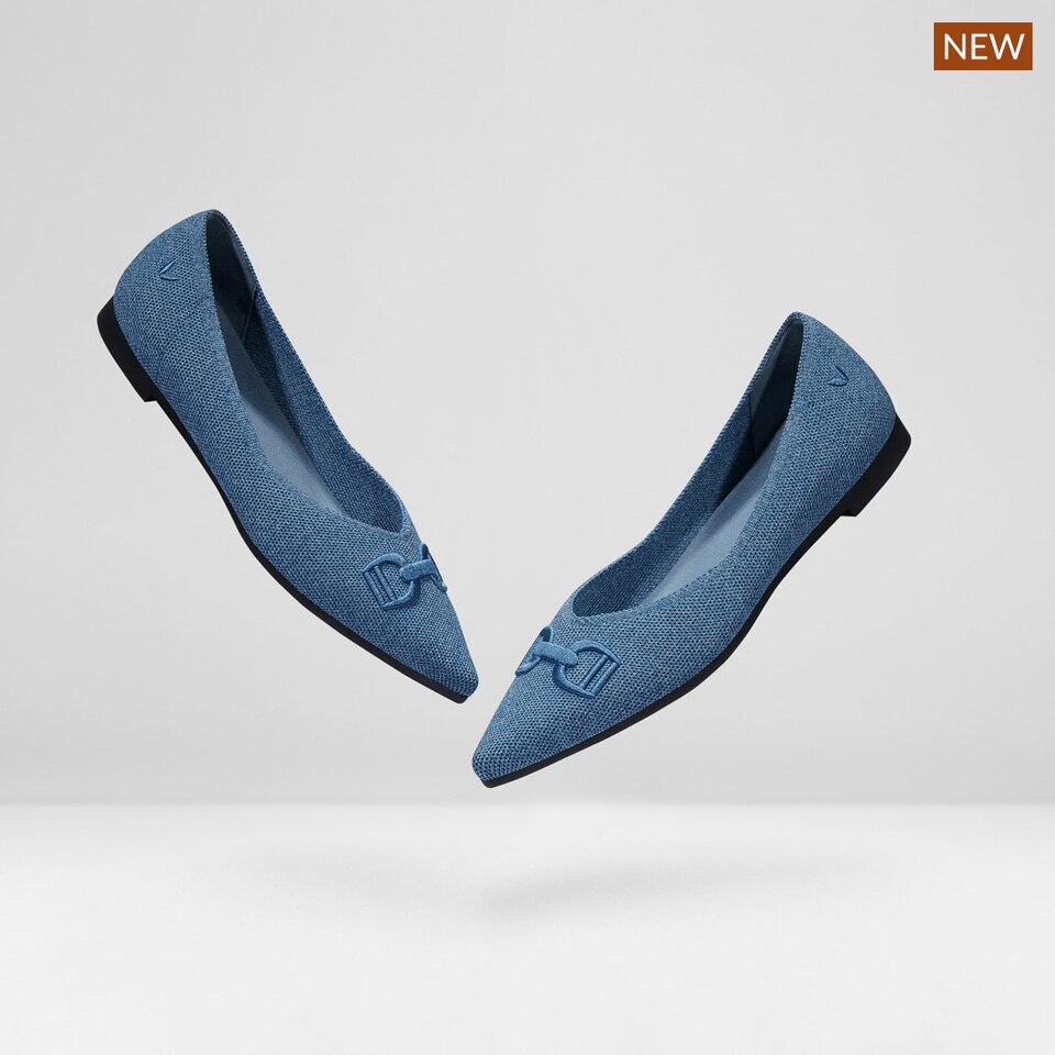 Ena Pointed-toe Flats Denim Blue - Washable & Comfortable | VIVAIA