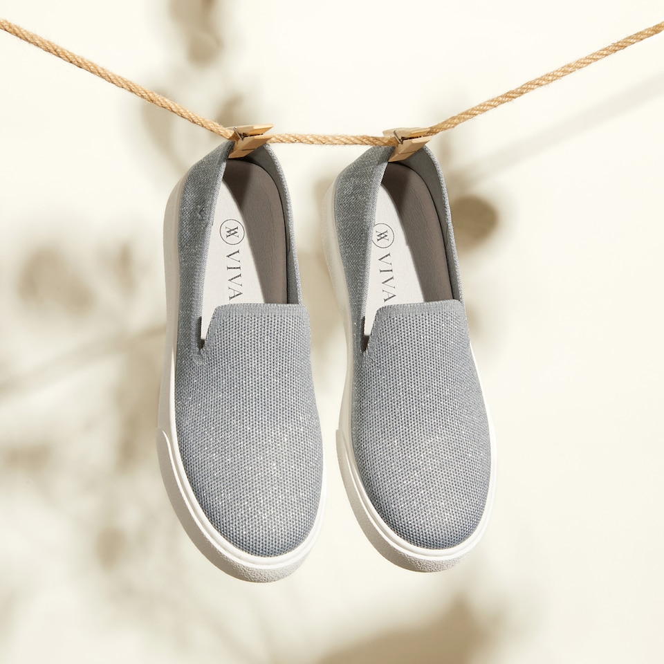 Jenny Round Toe Slip-on Sneakers in Pale Grey - Women's Sustainable, Washable and Stylish Shoes | Vivaia