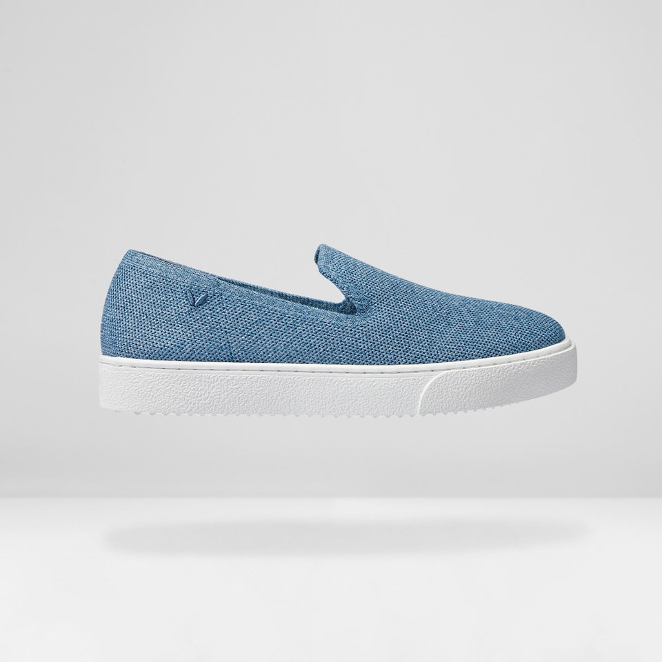 Jenny Round Toe Slip-on Sneakers in Denim Blue - Women's Sustainable, Washable and Stylish Shoes | Vivaia