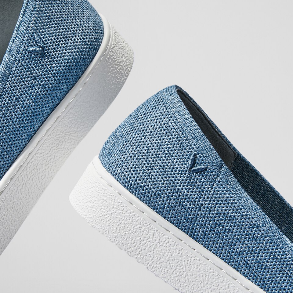 Jenny Round Toe Slip-on Sneakers in Denim Blue - Women's Sustainable, Washable and Stylish Shoes | Vivaia