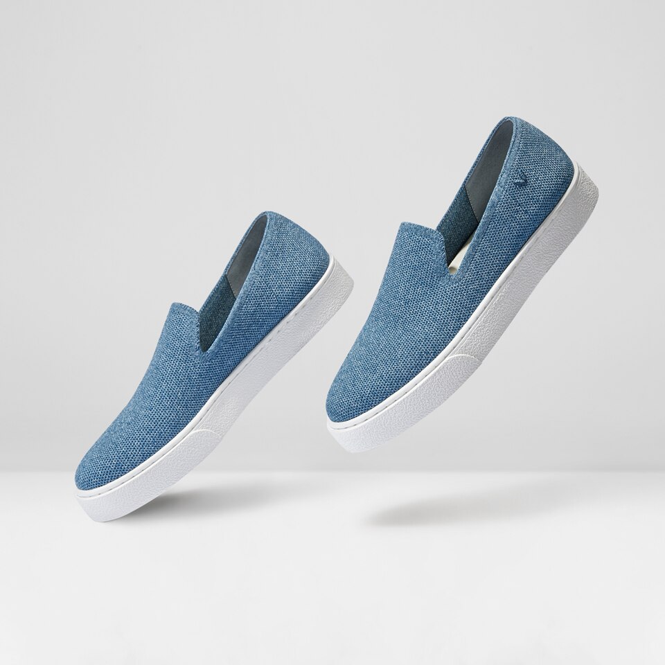 Jenny Round Toe Slip-on Sneakers in Denim Blue - Women's Sustainable, Washable and Stylish Shoes | Vivaia