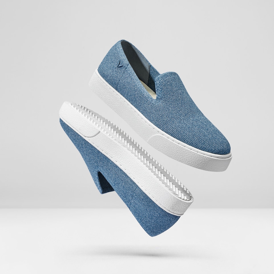 Jenny Round Toe Slip-on Sneakers in Denim Blue - Women's Sustainable, Washable and Stylish Shoes | Vivaia