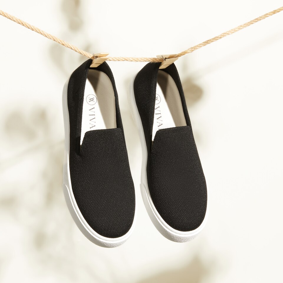 Jenny Round Toe Slip-on Sneakers in Black - Women's Sustainable, Washable and Stylish Shoes | Vivaia
