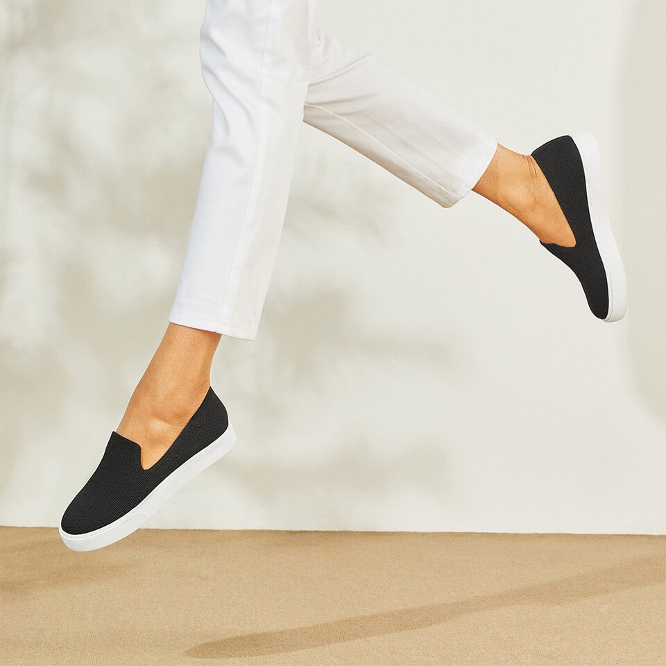 Jenny Round Toe Slip-on Sneakers in Black - Women's Sustainable, Washable and Stylish Shoes | Vivaia
