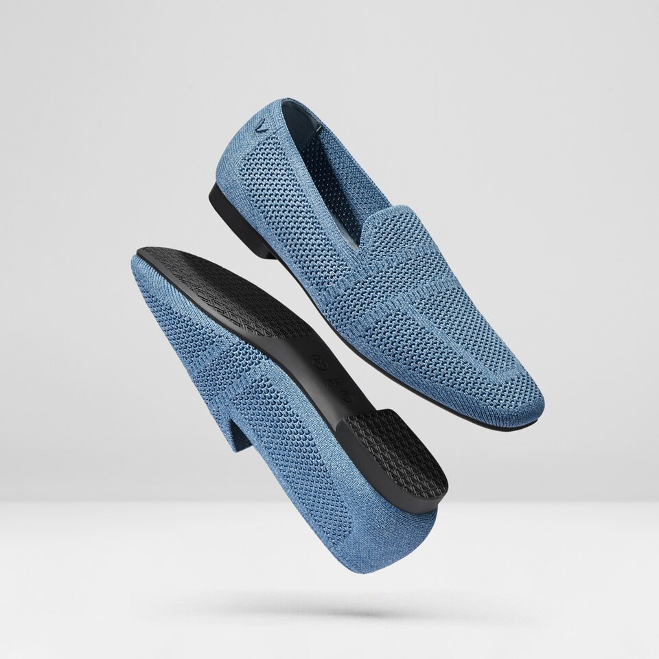 Nina Square Toe Loafers in Denim Blue - Women's Sustainable and Stylish Loafer Shoes | Vivaia