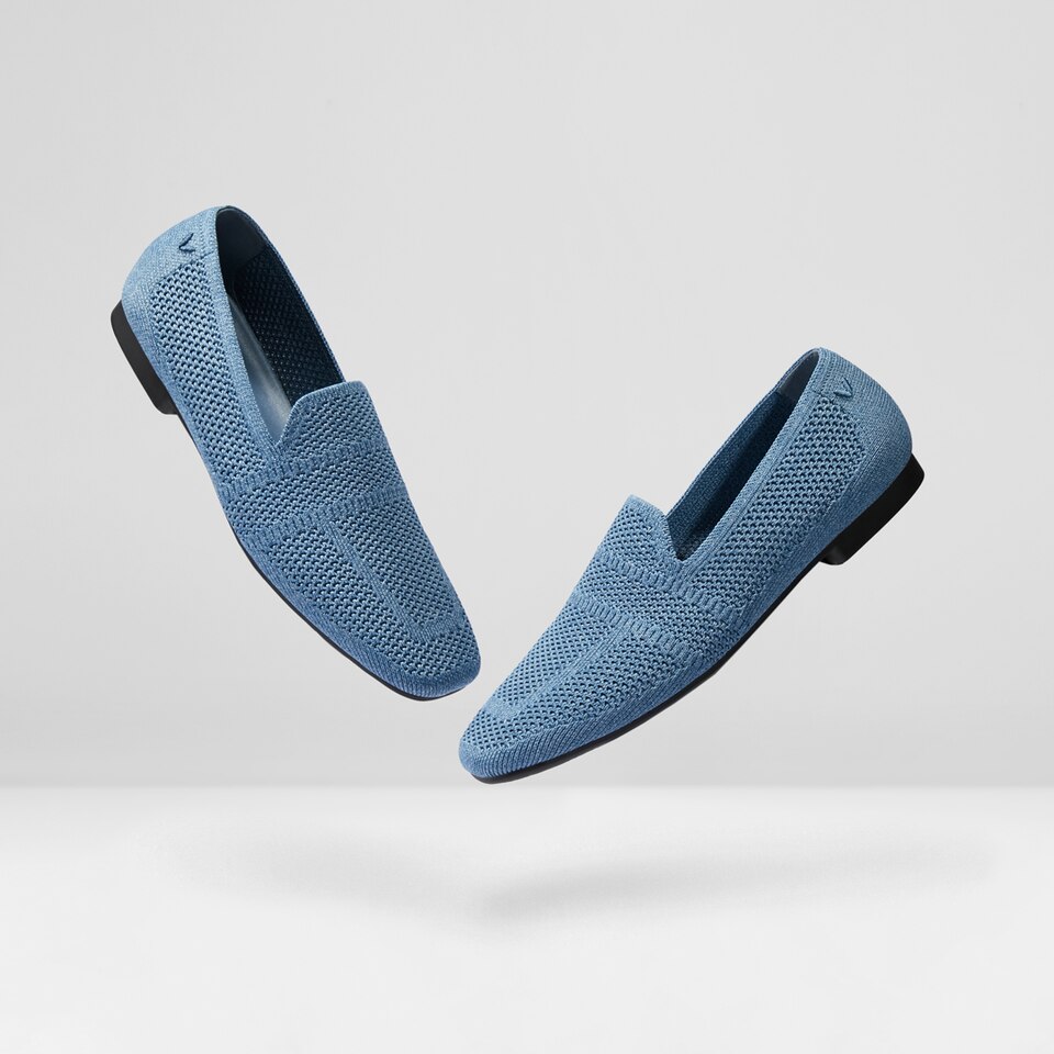 Nina Square Toe Loafers in Denim Blue - Women's Sustainable and Stylish Loafer Shoes | Vivaia