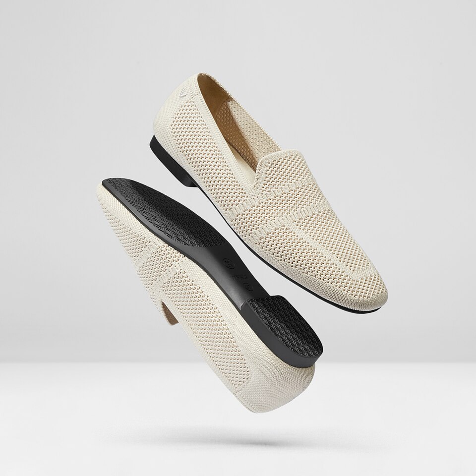 Nina Square Toe Loafers in Cream Ivory - Women's Sustainable and Stylish Shoes | Vivaia