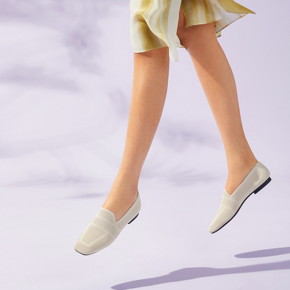 Nina Square Toe Loafers in Cream Ivory - Women's Sustainable and Stylish Shoes | Vivaia