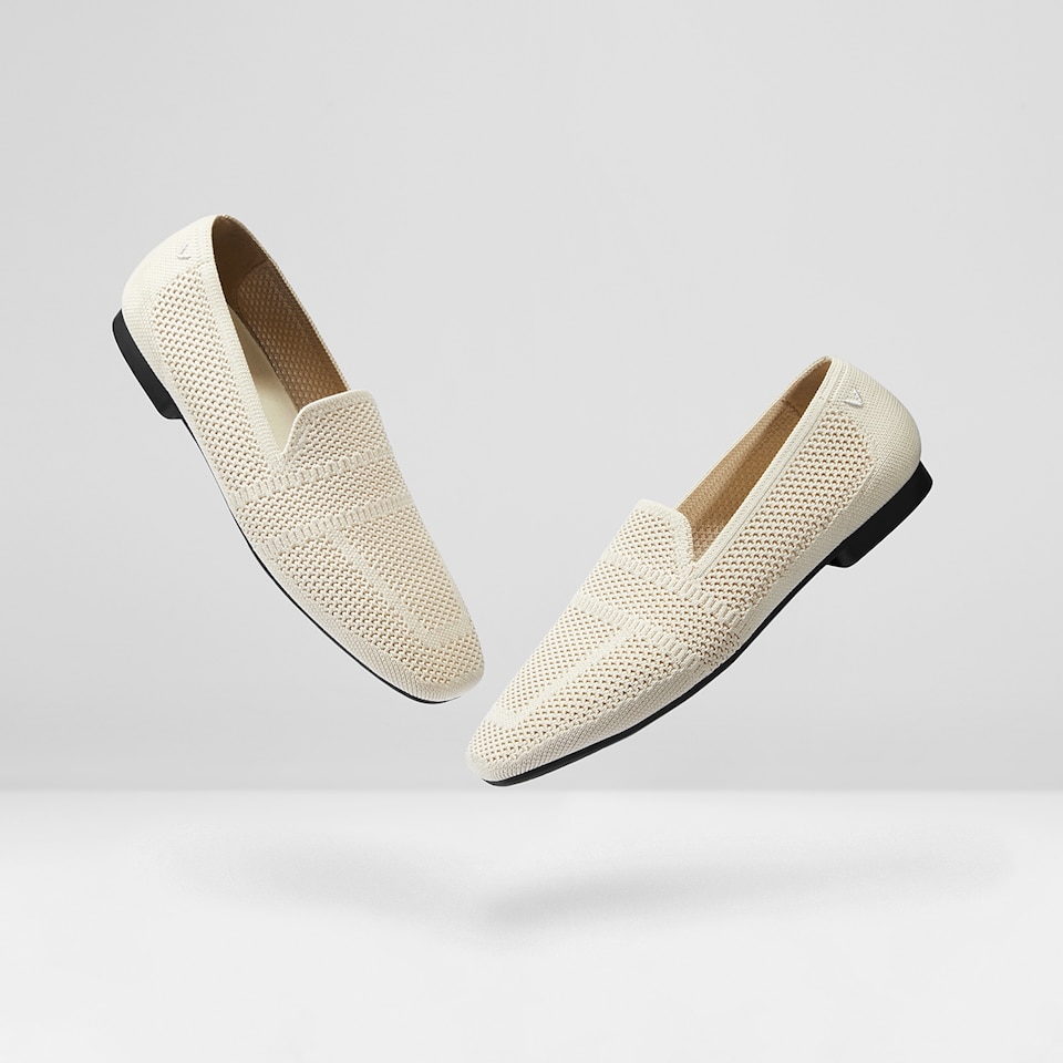 Nina Square Toe Loafers in Cream Ivory - Women's Sustainable and Stylish Shoes | Vivaia