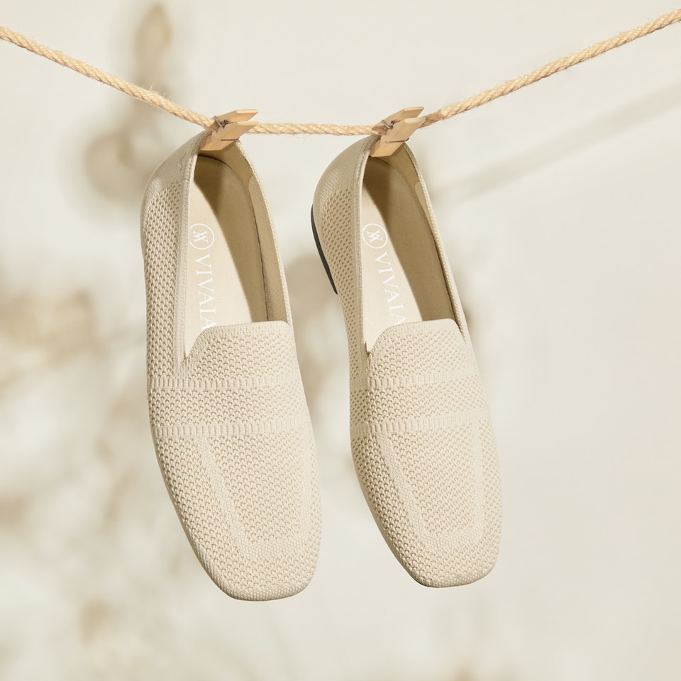 Nina Square Toe Loafers in Cream Ivory - Women's Sustainable and Stylish Shoes | Vivaia