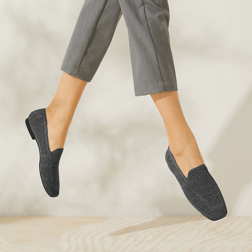 Nina Square Toe Loafers in Pale Grey - Women's Sustainable and Stylish Shoes | Vivaia