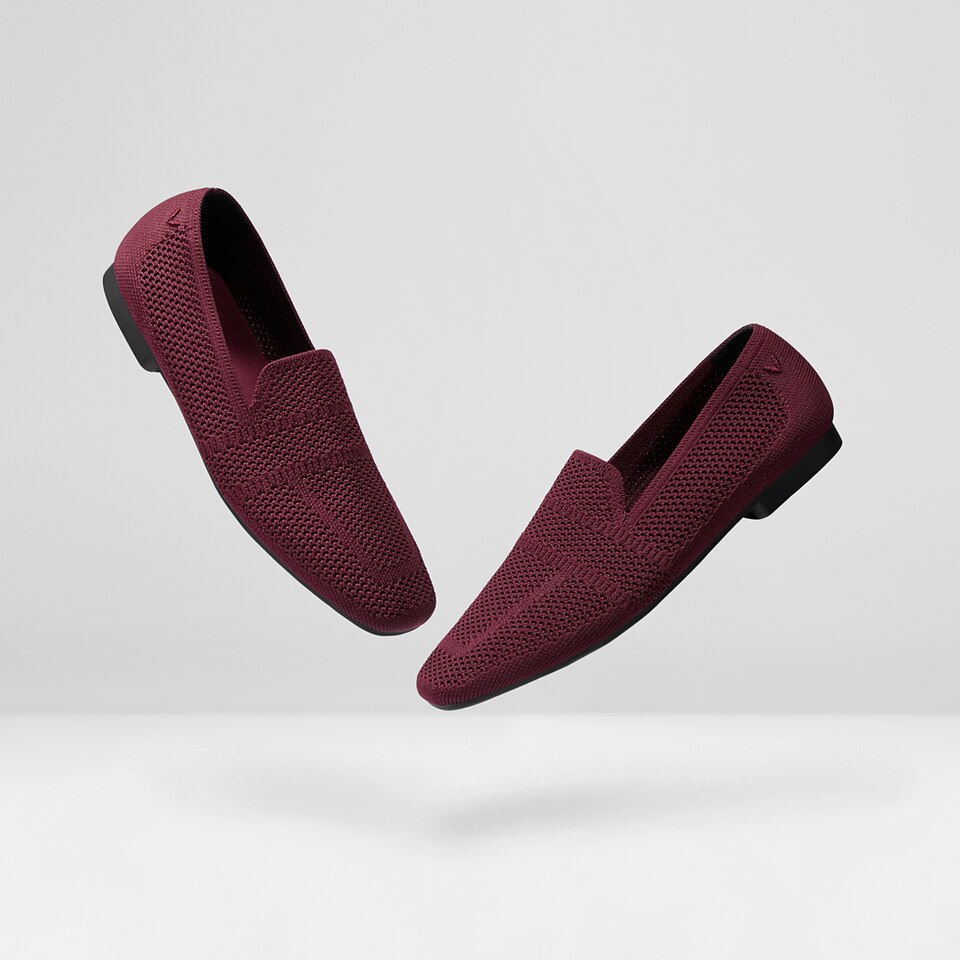 Nina Square Toe Loafers in Bordeaux Red - Women's Sustainable and Stylish Shoes | Vivaia