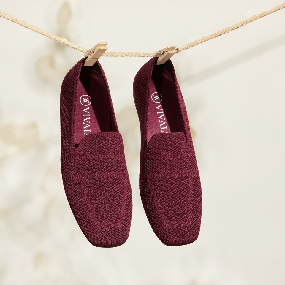 Nina Square Toe Loafers in Bordeaux Red - Women's Sustainable and Stylish Shoes | Vivaia