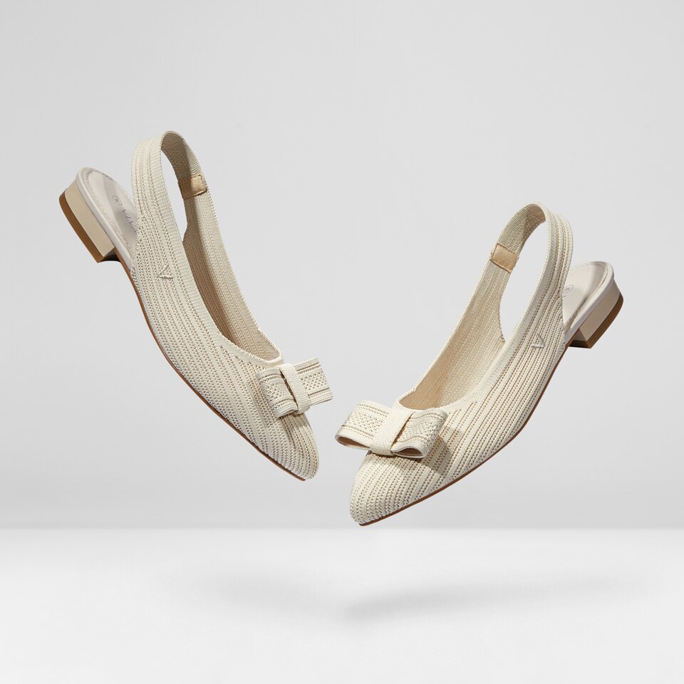 Lyliann Round Toe Sling-Back Sandals in Cream Ivory - Women's Sustainable, Washable and Stylish Shoes | Vivaia
