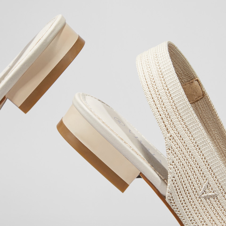 Lyliann Round Toe Sling-Back Sandals in Cream Ivory - Women's Sustainable, Washable and Stylish Shoes | Vivaia