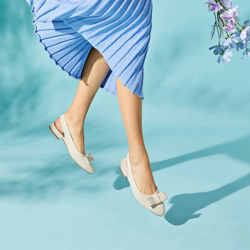 Lyliann Round Toe Sling-Back Sandals in Cream Ivory - Women's Sustainable, Washable and Stylish Shoes | Vivaia