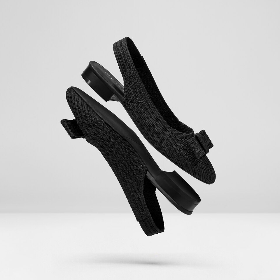 Lyliann Round Toe Sling-Back Sandal in Solid Black - Women's Sustainable, Washable and Stylish Shoes | Vivaia