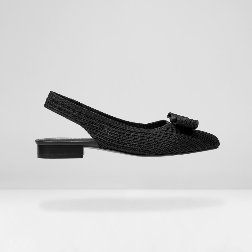 Lyliann Round Toe Sling-Back Sandal in Solid Black - Women's Sustainable, Washable and Stylish Shoes | Vivaia