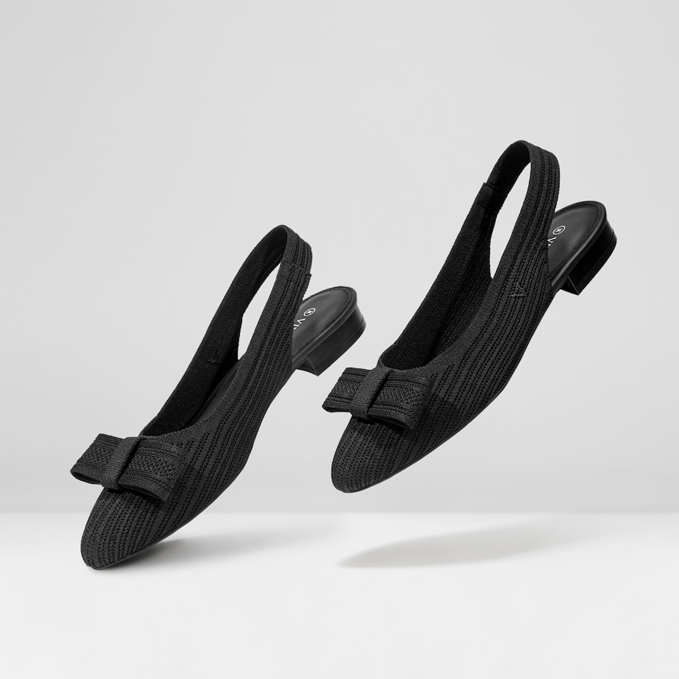 Lyliann Round Toe Sling-Back Sandal in Solid Black - Women's Sustainable, Washable and Stylish Shoes | Vivaia