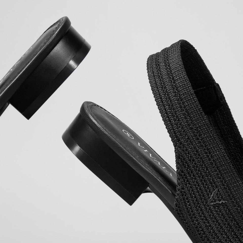Lyliann Round Toe Sling-Back Sandal in Solid Black - Women's Sustainable, Washable and Stylish Shoes | Vivaia