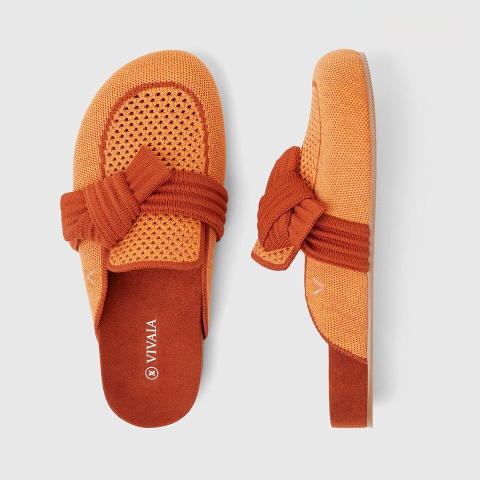 Lauren Round-toe Sandals in Coral Orange-Sustainable & Washable | VIVAIA