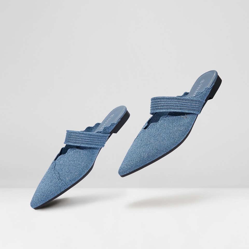 Venus Pointed Toe Mules in Denim Blue - Women's Sustainable and Stylish Shoes | Vivaia