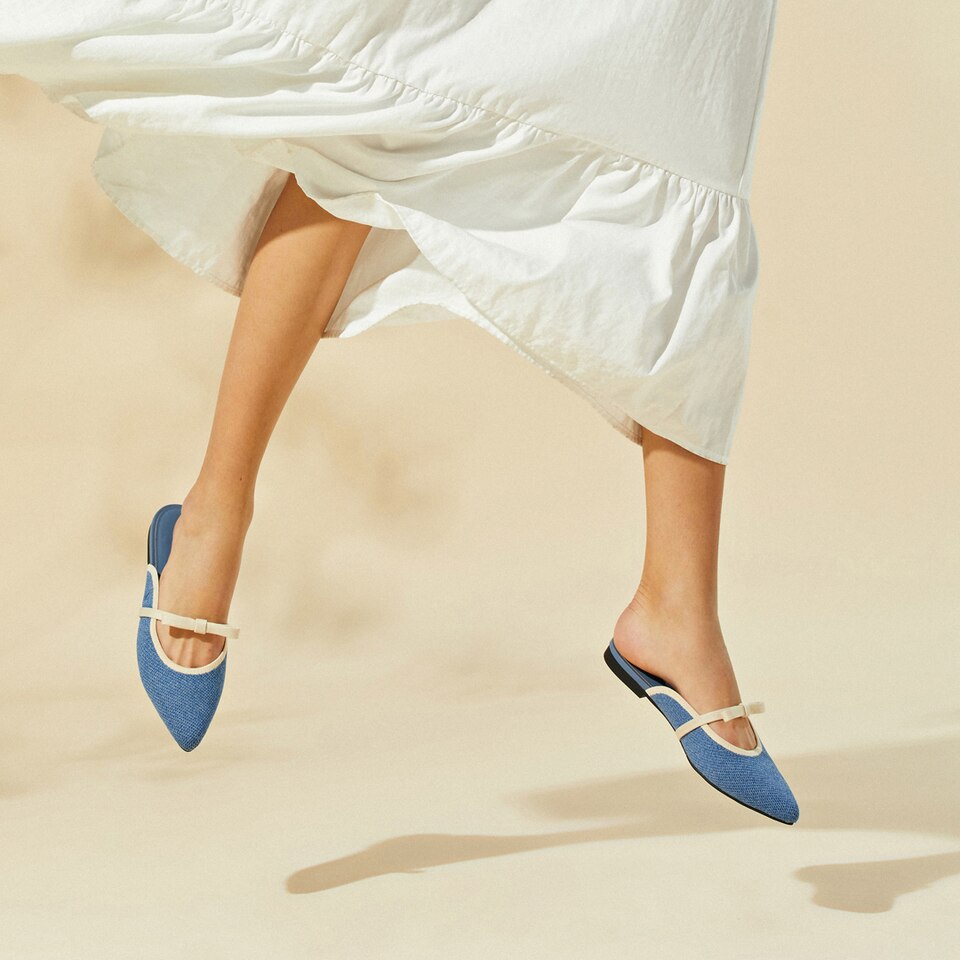 Elsie Pointed Toe Mules in Cream Ivory - Women's Sustainable and Stylish Shoes | Vivaia