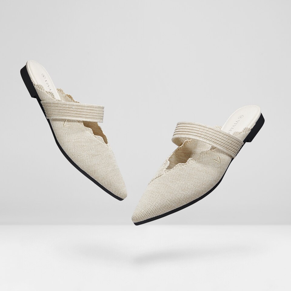 Venus Pointed Toe Mules in Cream Ivory - Women's Sustainable and Stylish Shoes | Vivaia