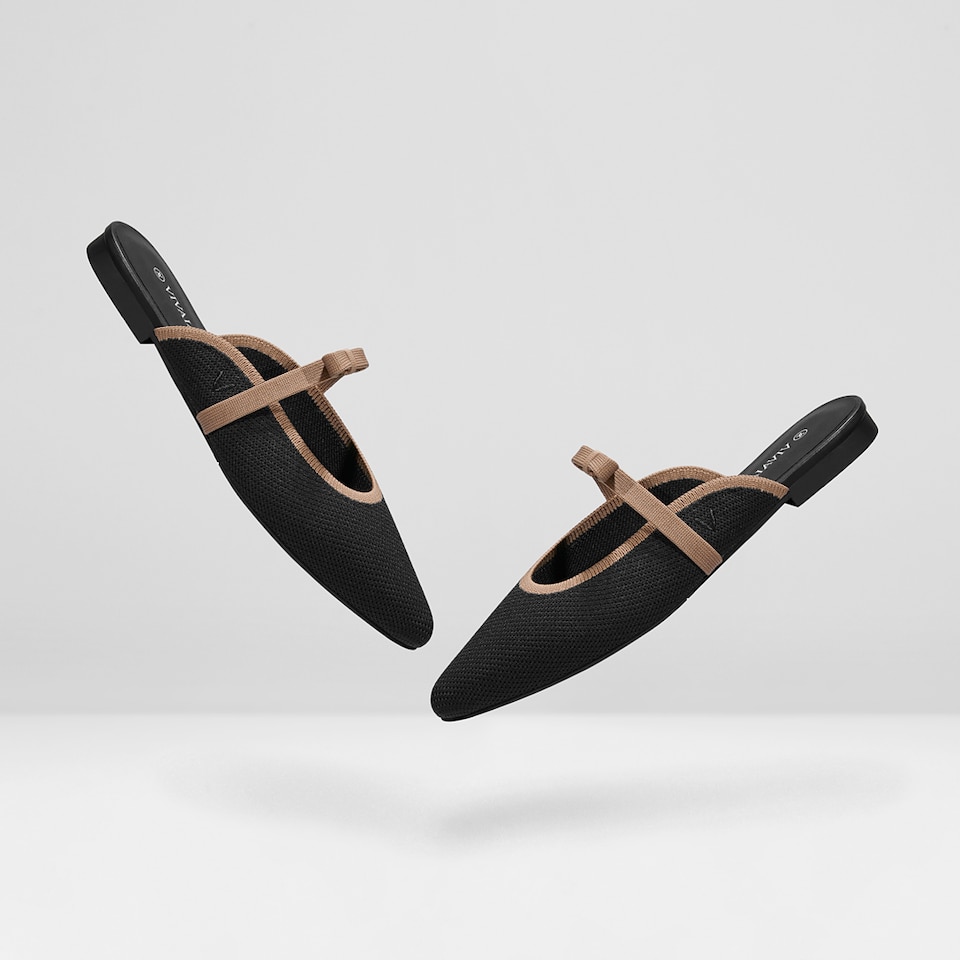 Elsie Pointed Toe Mules in Black - Women's Sustainable and Stylish Shoes | Vivaia