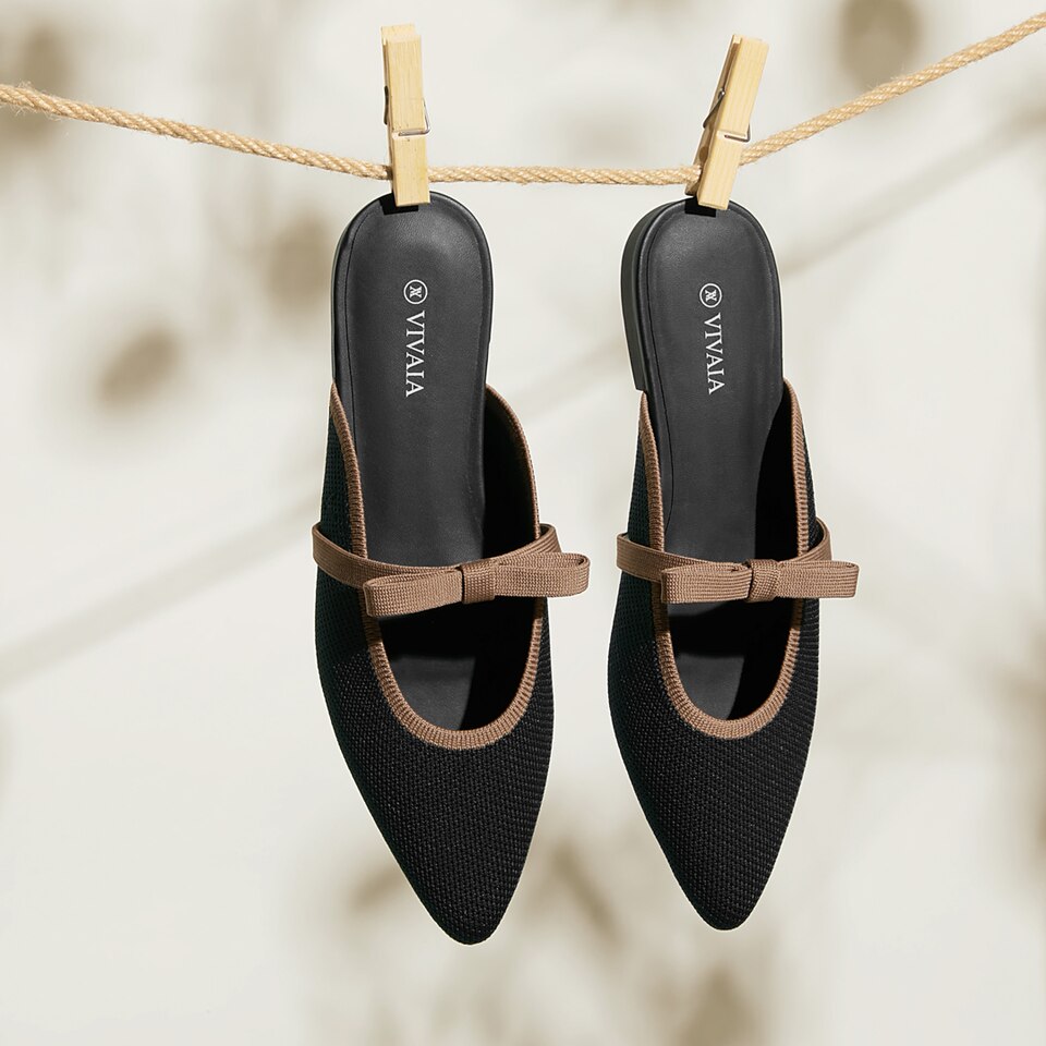 Elsie Pointed Toe Mules in Black - Women's Sustainable and Stylish Shoes | Vivaia
