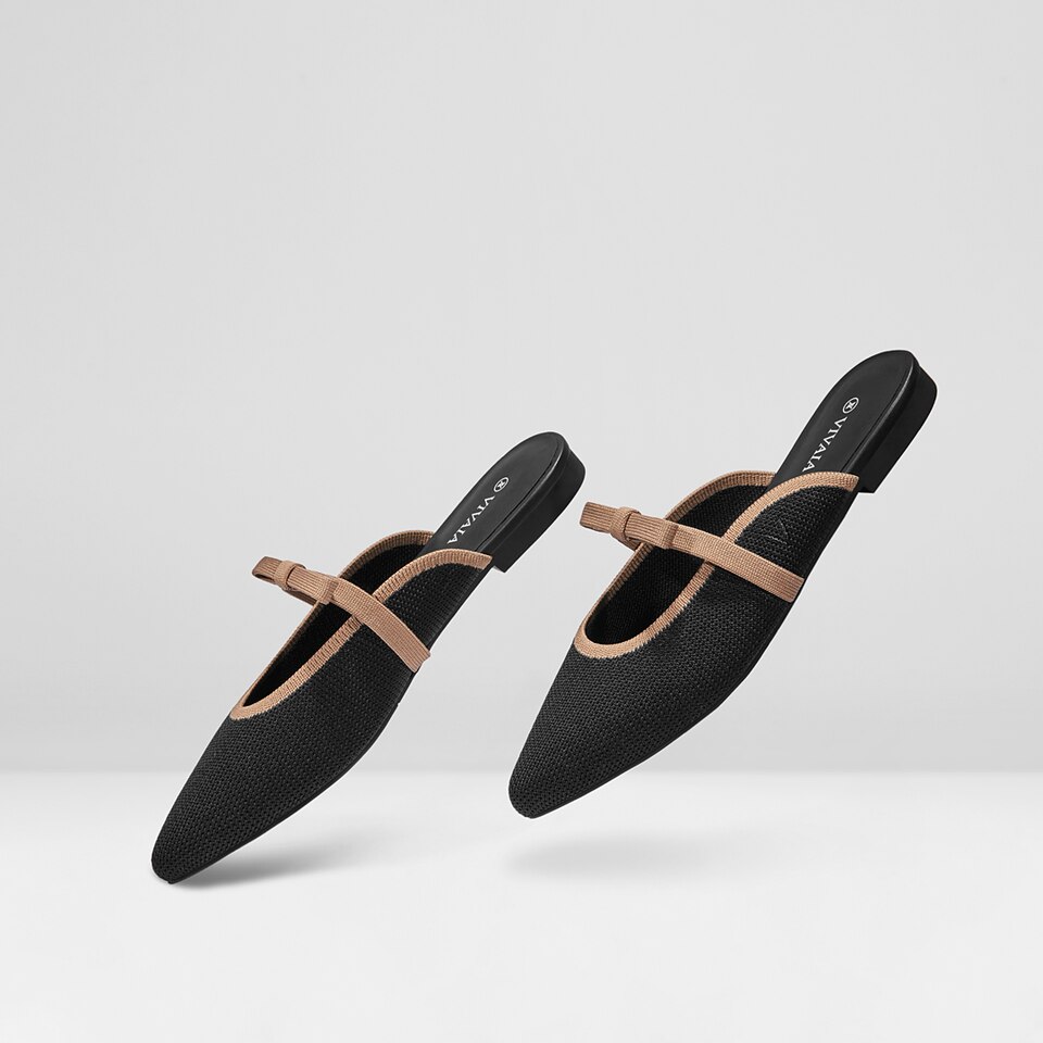 Elsie Pointed Toe Mules in Black - Women's Sustainable and Stylish Shoes | Vivaia