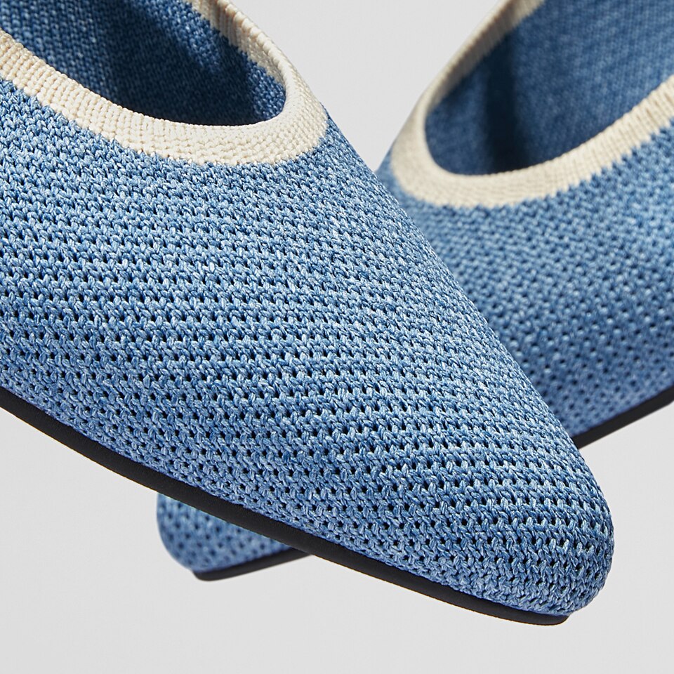 Elsie Pointed Toe Mules in Denim Blue - Women's Sustainable and Stylish Shoes | Vivaia