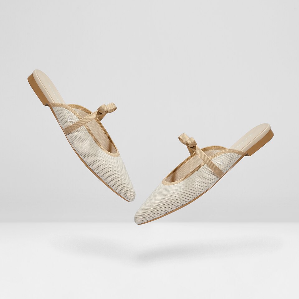 Elsie Pointed Toe Mules in Cream Ivory - Women's Sustainable and Stylish Shoes | Vivaia